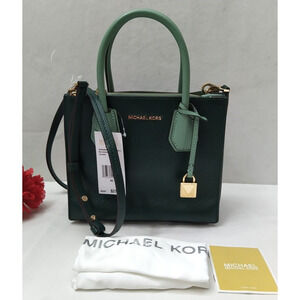Michael Kors Mercer Emerald Green Leather Messenger Crossbody Bag - NWT